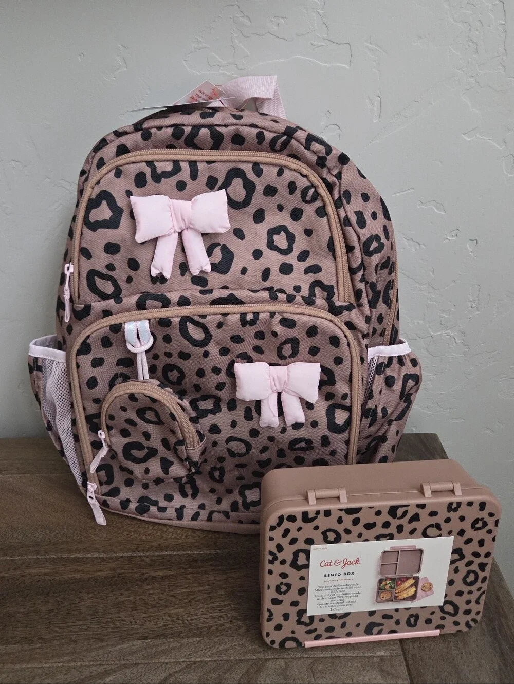 Cat & Jack Target Leopard Print Backpack with Bento Box